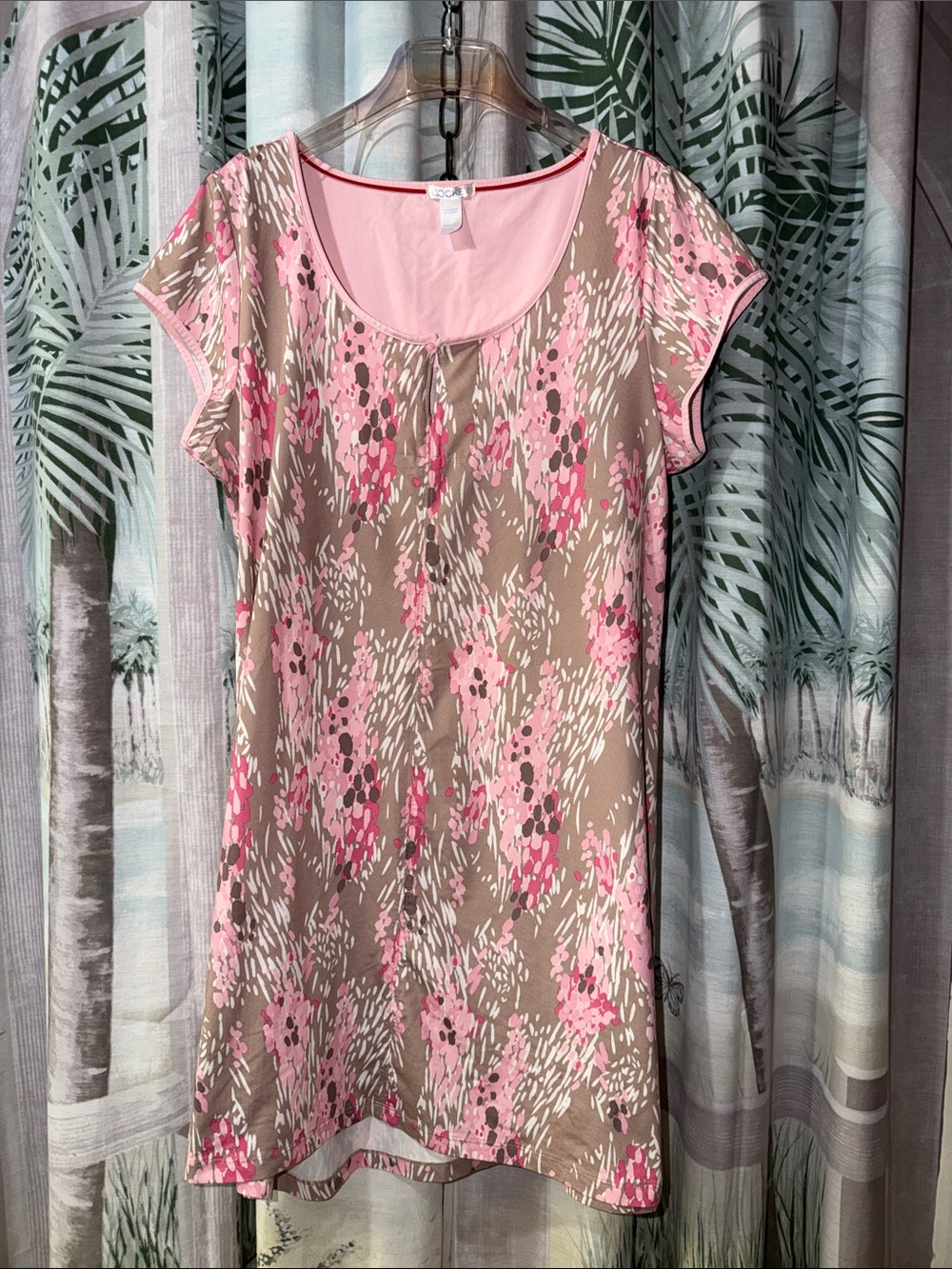 Jockey Pink & Taupe Floral Short-Sleeve Nightshirt